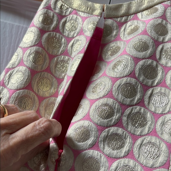 Lilly Pulitzer Pink w Metallic Circles Halter Party  Dress EUC - Picture 4 of 7